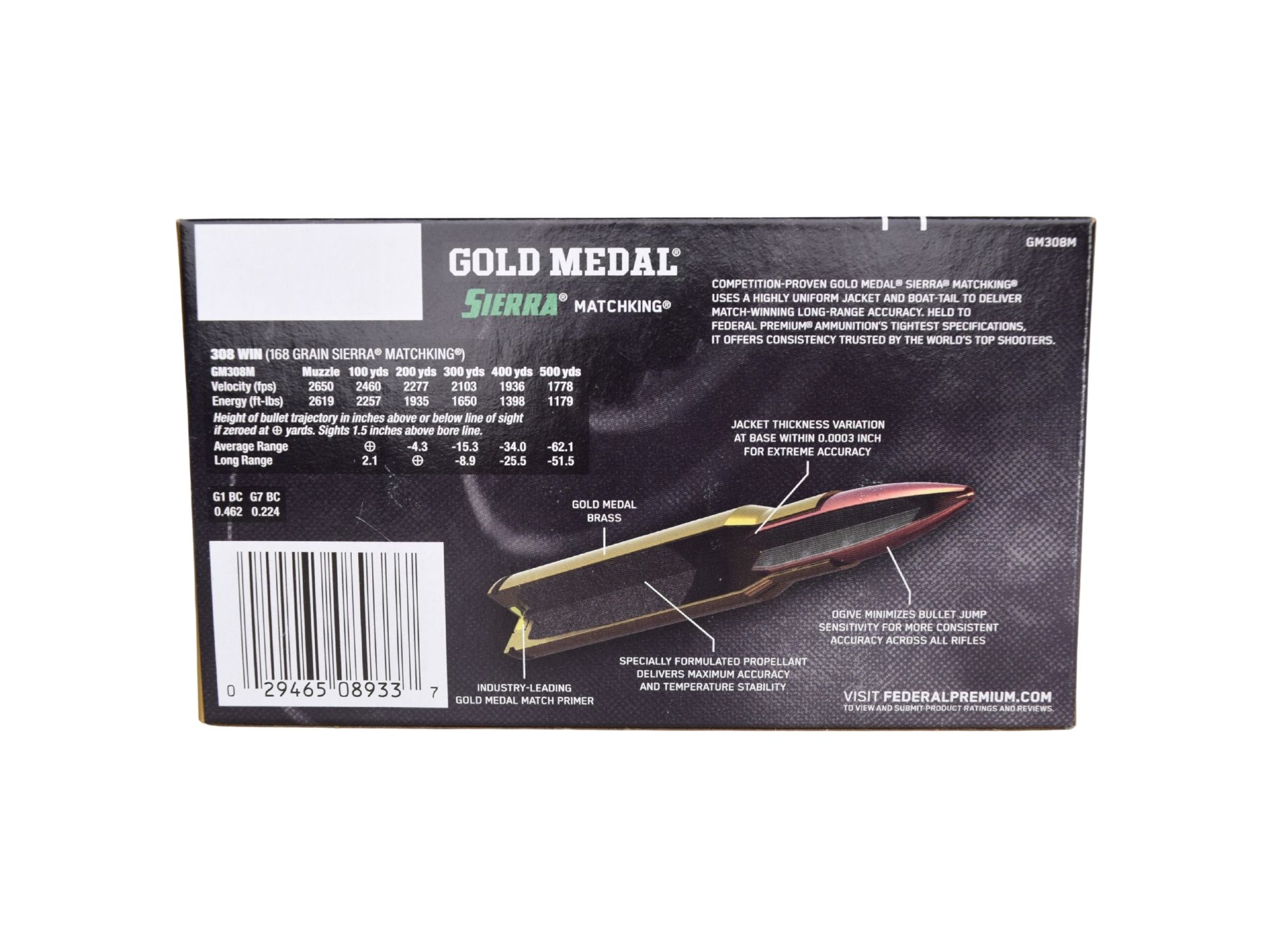 Federal Premium (GM308M) .308 Win 168 Gr SMK - Image 3